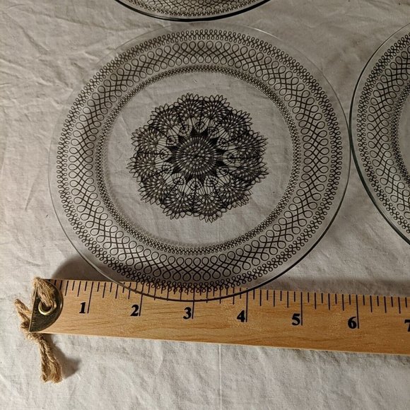 1951 Chance Glass Serving Plate and 6 dessert plates, set of 7 Black Lace - Picture 5 of 13